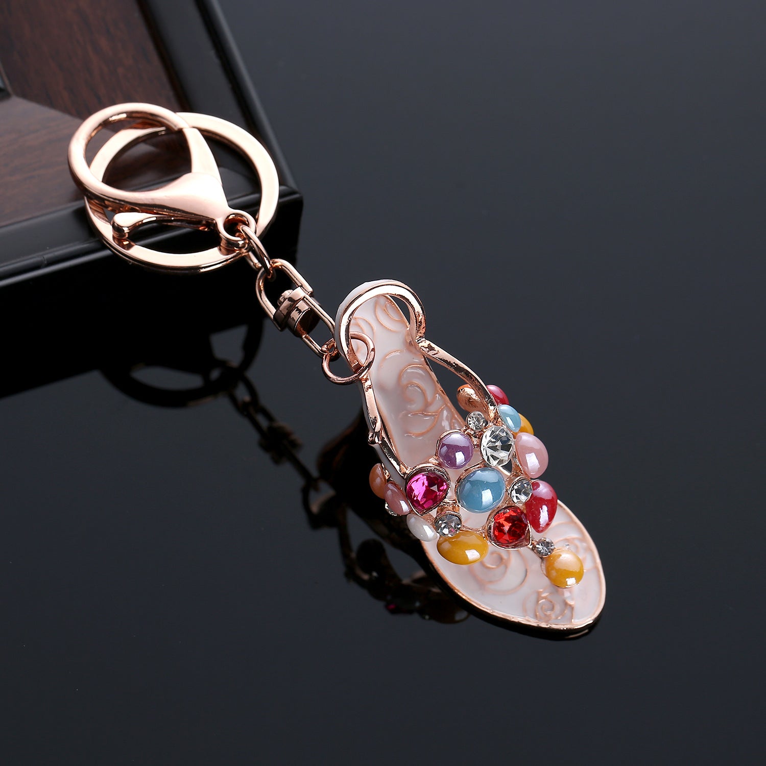 Wholesale Pearl High Heels Metal Keychains